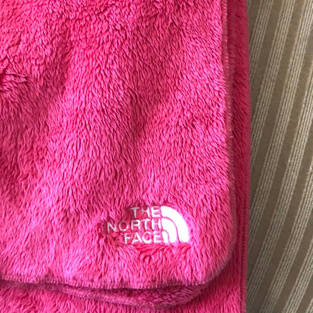 Pink North Face fleece scarf